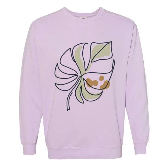 Monstera Leaf Monstera Deliciosa Cheese Plant Line Art Gift Garment-Dyed Sweatshirt