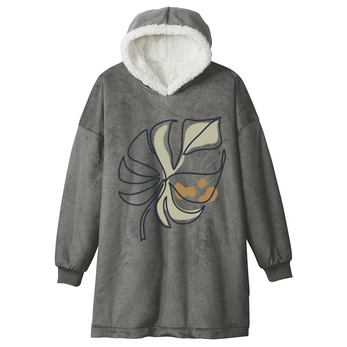 Monstera Leaf Monstera Deliciosa Cheese Plant Line Art Gift Hooded Wearable Blanket