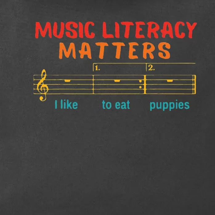 Music Literacy Matters I Like To Eat Puppies Funny Zip Tote Bag