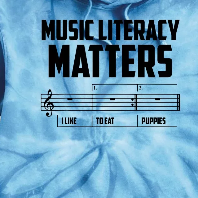 Music Literacy Matters I Like To Eat Puppies Tie Dye Hoodie