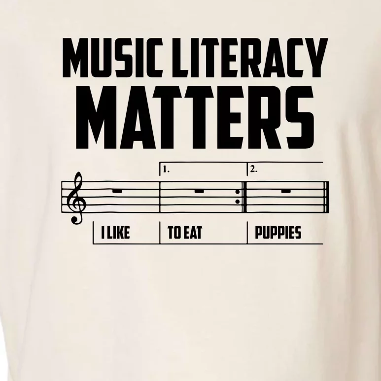 Music Literacy Matters I Like To Eat Puppies Garment-Dyed Women's Muscle Tee