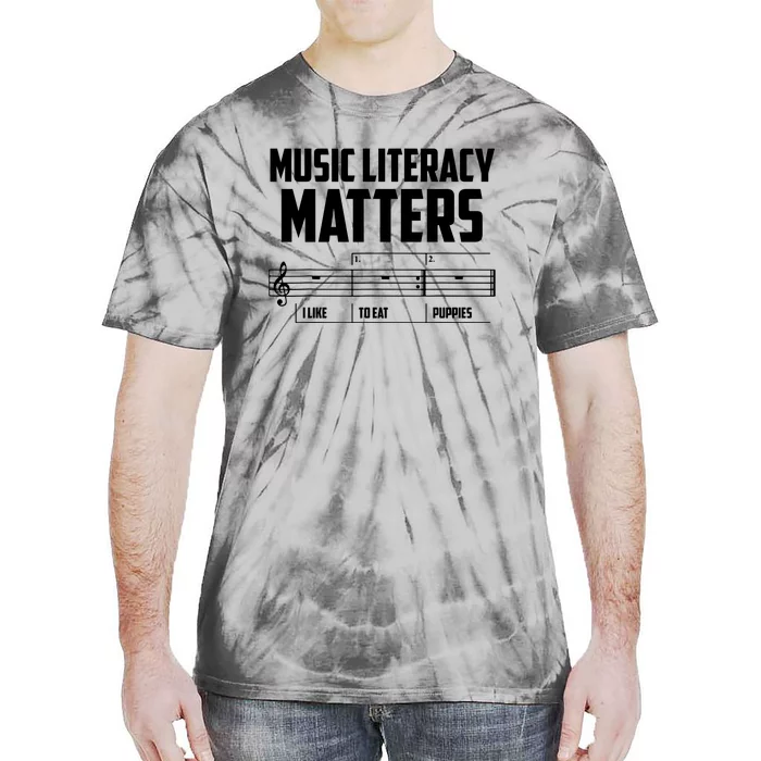 Music Literacy Matters I Like To Eat Puppies Tie-Dye T-Shirt