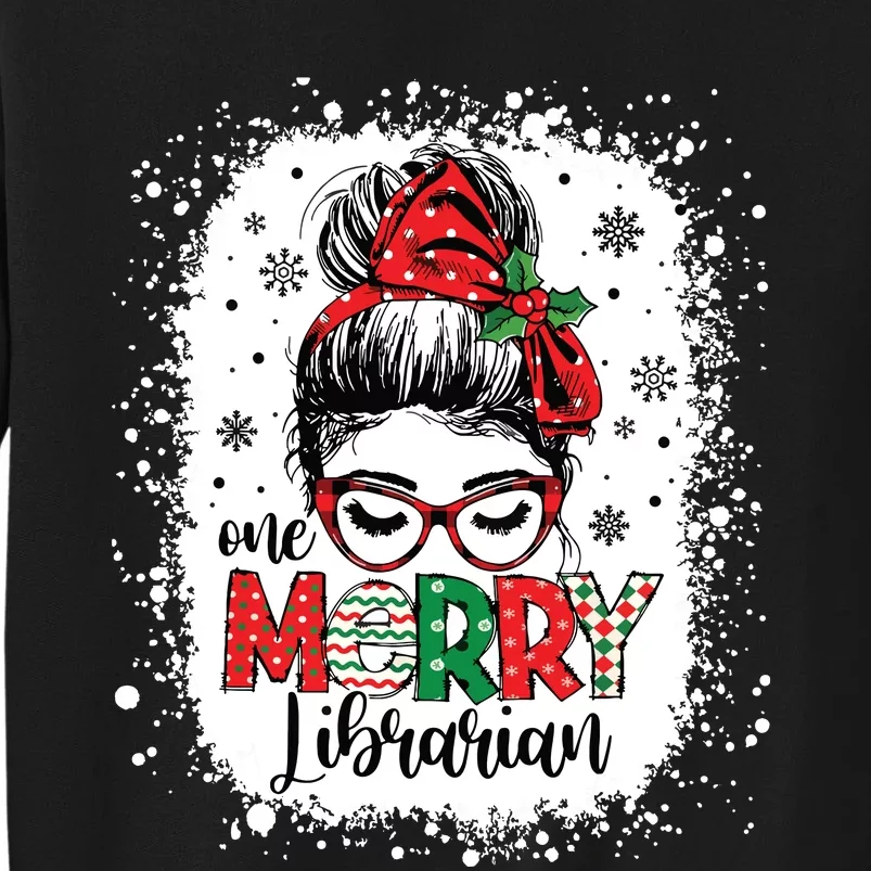 Merry Librarian Messy Bun School Librarian Christmas Library Sweatshirt