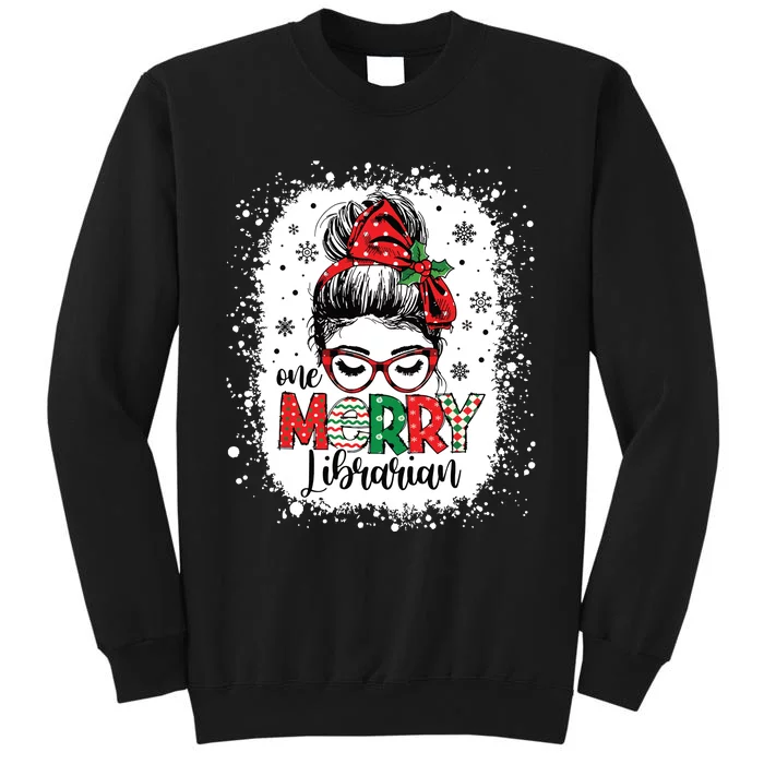 Merry Librarian Messy Bun School Librarian Christmas Library Sweatshirt