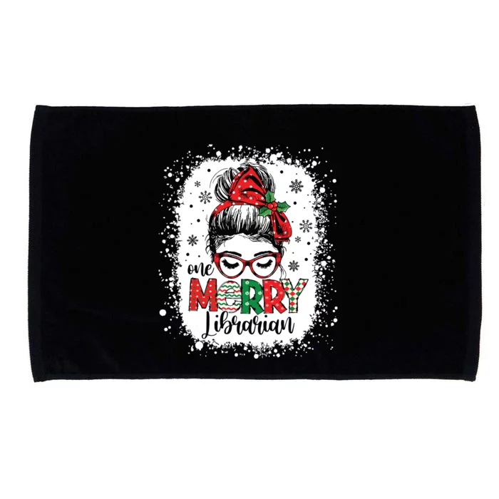 Merry Librarian Messy Bun School Librarian Christmas Library Microfiber Hand Towel