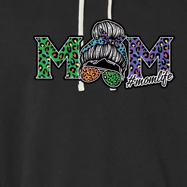 Mom Life Mothers Day Hair Bun Garment-Dyed Fleece Hoodie