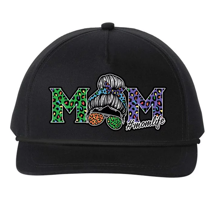 Mom Life Mothers Day Hair Bun Snapback Five-Panel Rope Hat