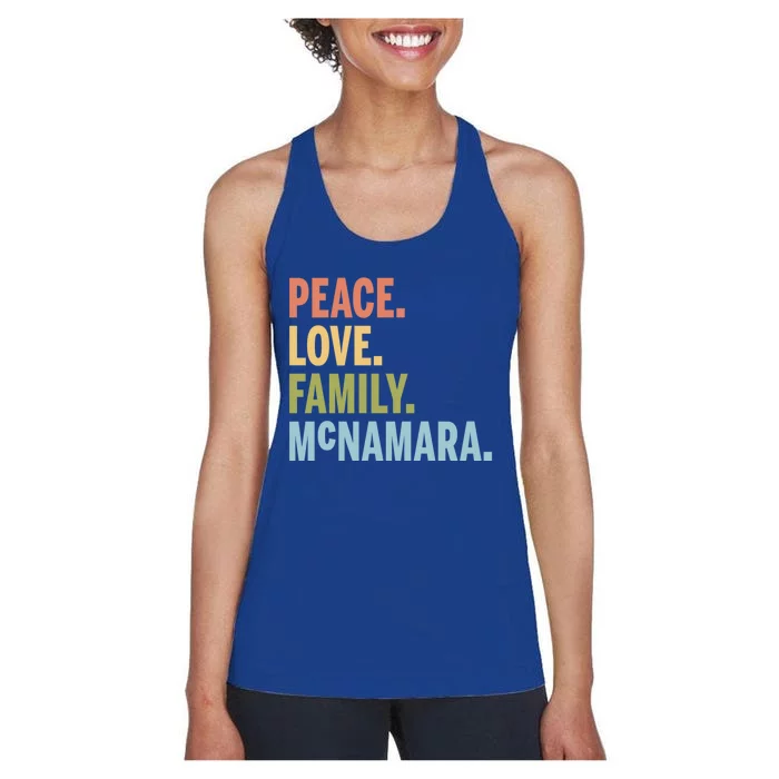 Mcnamara Last Name Peace Love Family Matching Great Gift Women's Racerback Tank