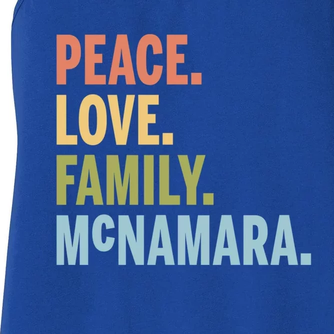 Mcnamara Last Name Peace Love Family Matching Great Gift Women's Racerback Tank