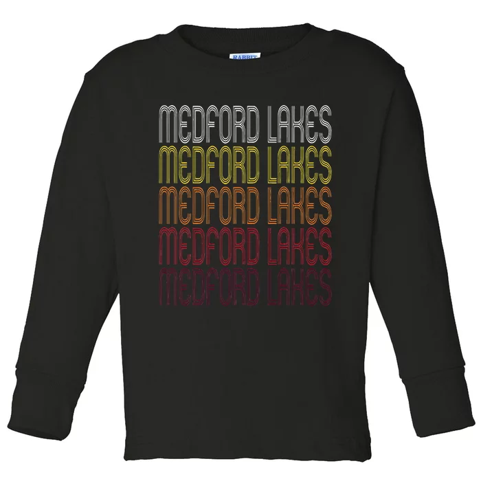 Medford Lakes Nj Vintage Style New Jersey Toddler Long Sleeve Shirt