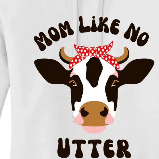 Mom Like No Utter Funny Mother's Day Animal Pun Farm Cow Raglan Baseball Tee Women's Pullover Hoodie