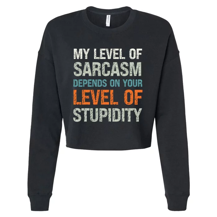 My Level Of Sarcasm Depends On Your Level Of Stupidity Cropped Pullover Crew