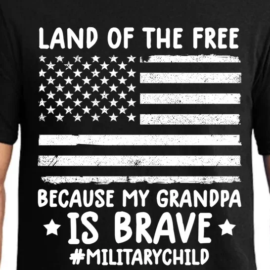 Military Land Of Free Because My Grandpis Brave Gift Pajama Set