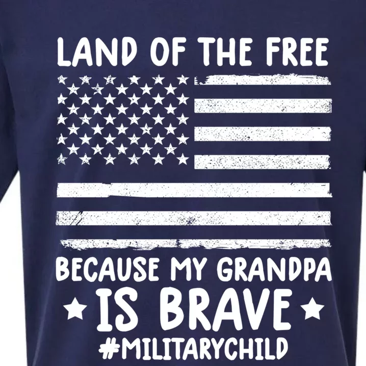 Military Land Of Free Because My Grandpis Brave Gift Sueded Cloud Jersey T-Shirt