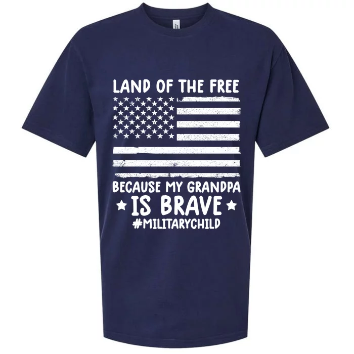 Military Land Of Free Because My Grandpis Brave Gift Sueded Cloud Jersey T-Shirt