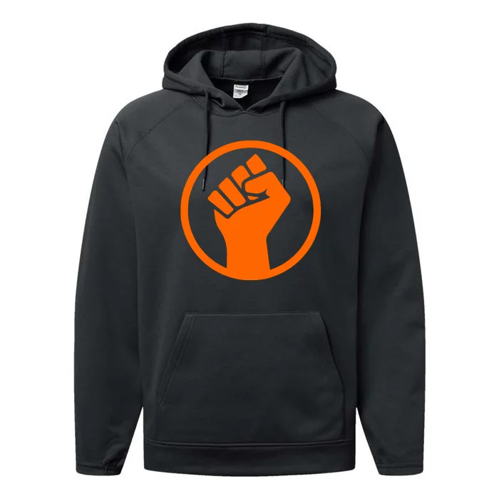 Mad Liberals Orange Fight Symbol Hand Performance Fleece Hoodie