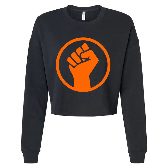 Mad Liberals Orange Fight Symbol Hand Cropped Pullover Crew