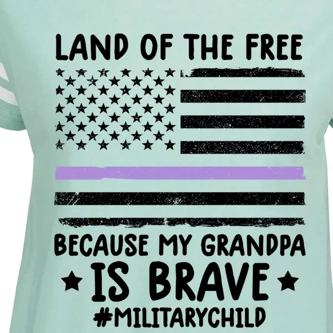 Military Land Of Free Because My Grandpa Is Brave Cool Gift Enza Ladies Jersey Football T-Shirt