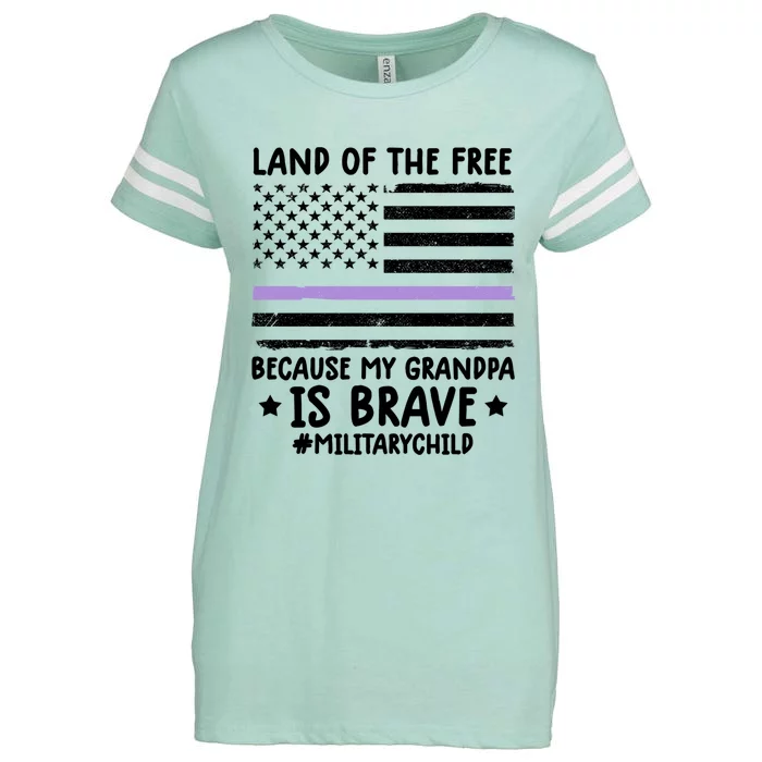 Military Land Of Free Because My Grandpa Is Brave Cool Gift Enza Ladies Jersey Football T-Shirt