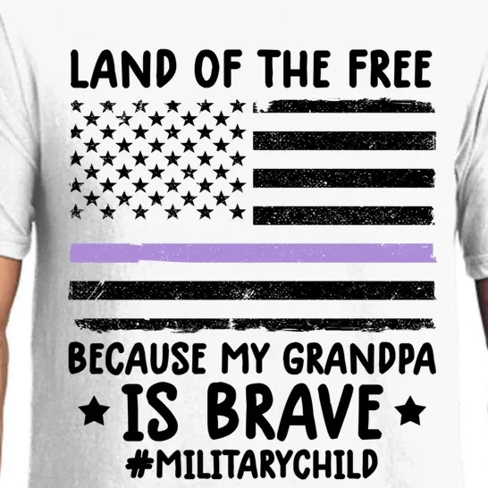 Military Land Of Free Because My Grandpa Is Brave Cool Gift Pajama Set