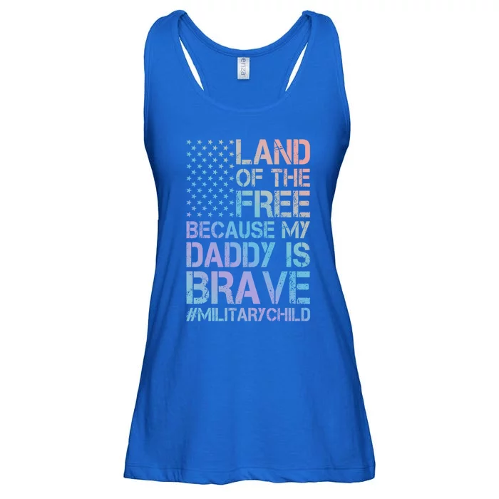 Military Land Of The Free Because My Daddy Is Brave Cool Gift Ladies Essential Flowy Tank