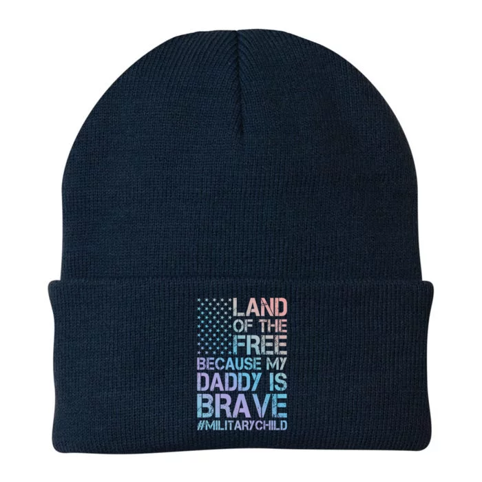 Military Land Of The Free Because My Daddy Is Brave Cool Gift Knit Cap Winter Beanie