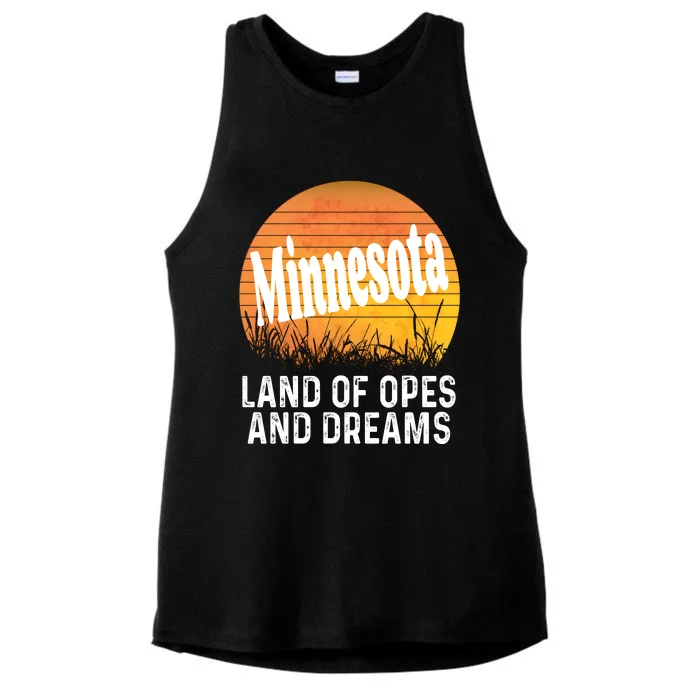 Minnesota Land Of Opes And Dreams Ope Sunset Field Funny Ladies Tri-Blend Wicking Tank