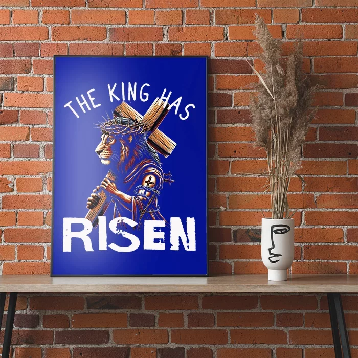 Majestic Lion Of Judah Jesus A King Has Risen Religious Poster