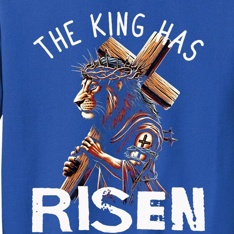 Majestic Lion Of Judah Jesus A King Has Risen Religious Tall Sweatshirt