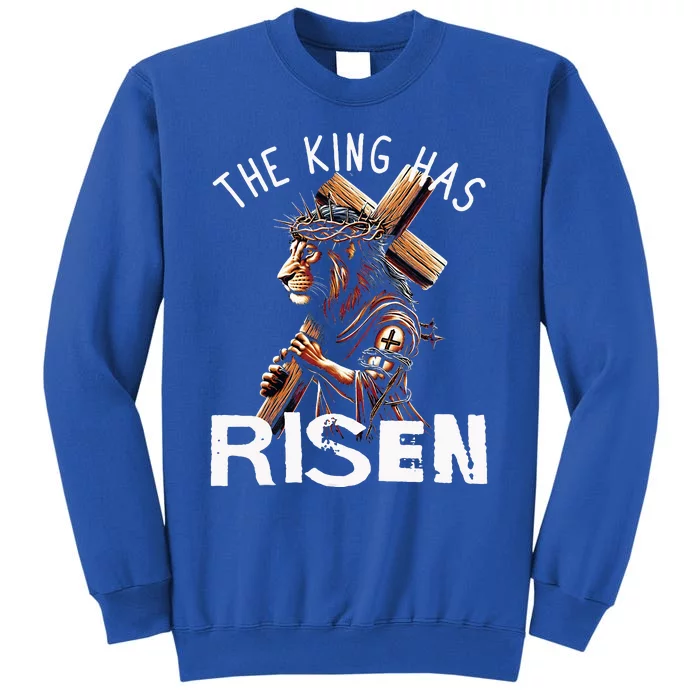 Majestic Lion Of Judah Jesus A King Has Risen Religious Tall Sweatshirt