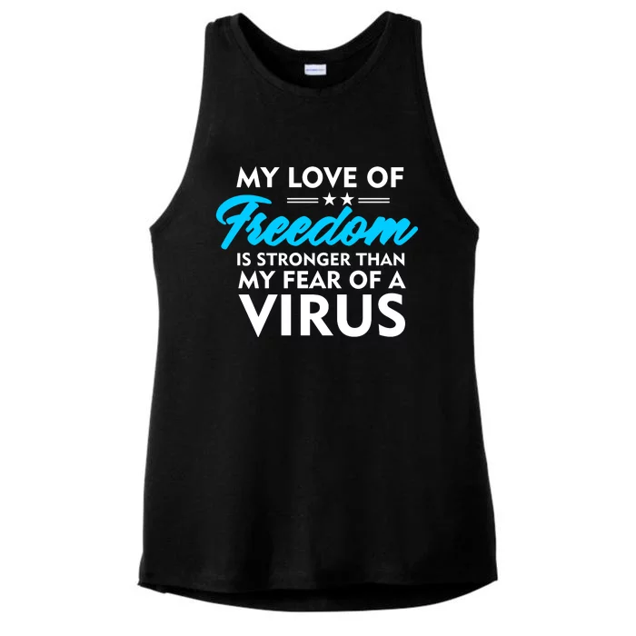 My Love Of Freedom Is Stronger Than Your Fear Of A Virus Ladies Tri-Blend Wicking Tank