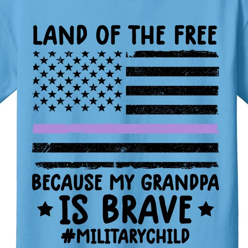 Military Land Of Free Because My Grandpa Is Brave Gift Kids T-Shirt