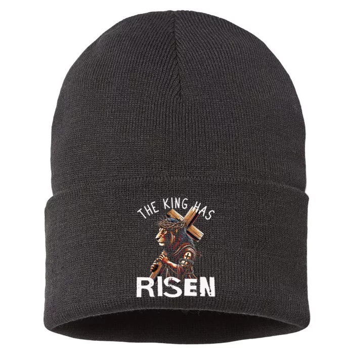 Majestic Lion Of Judah Jesus A King Has Risen Religious Sustainable Knit Beanie