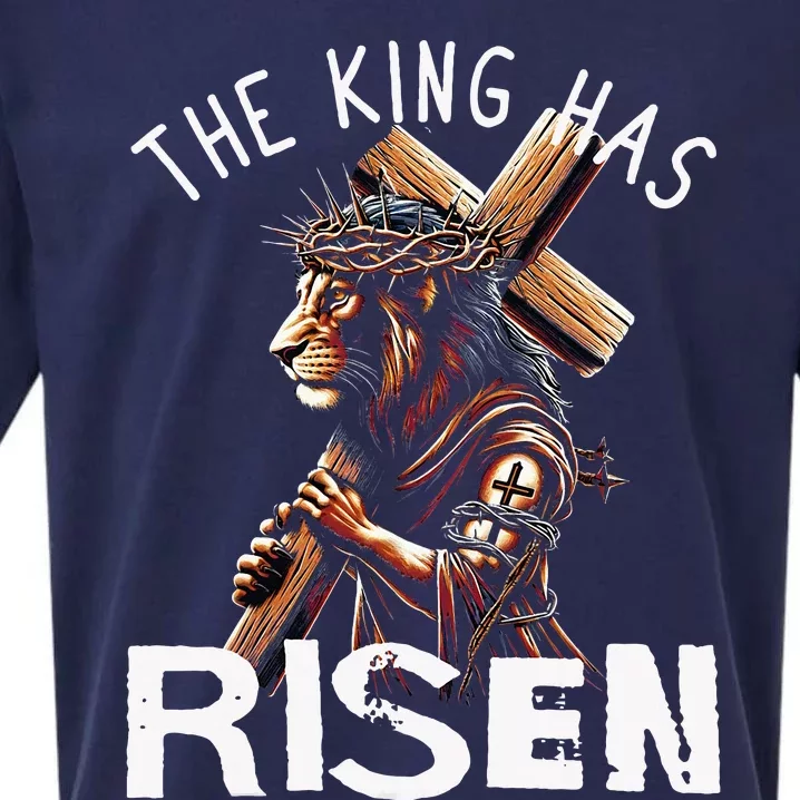 Majestic Lion Of Judah Jesus A King Has Risen Religious Sueded Cloud Jersey T-Shirt