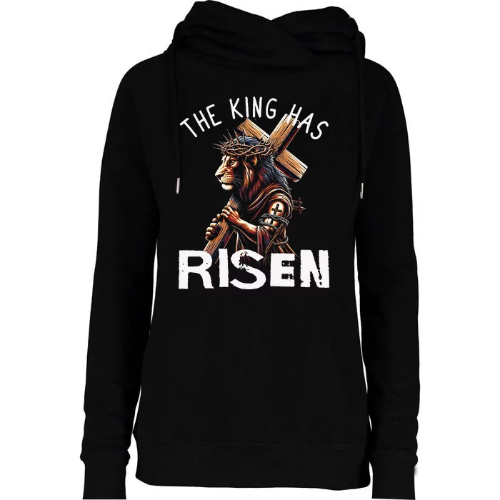 Majestic Lion Of Judah Jesus A King Has Risen Religious Womens Funnel Neck Pullover Hood