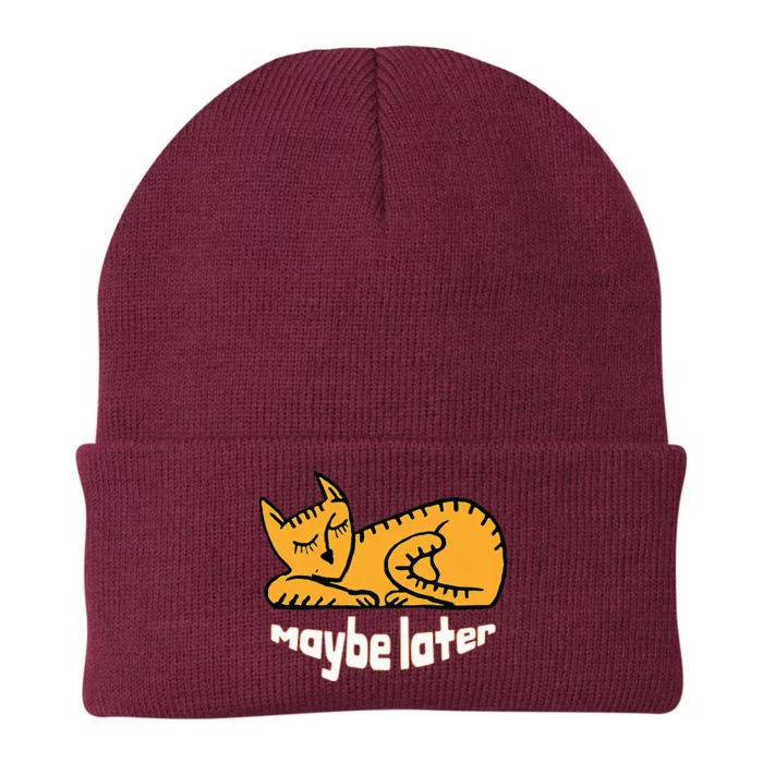 Maybe Later Procrastination Cat Graphic Knit Cap Winter Beanie