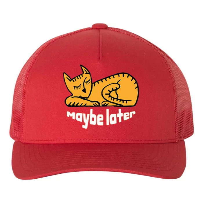 Maybe Later Procrastination Cat Graphic Yupoong Adult 5-Panel Trucker Hat