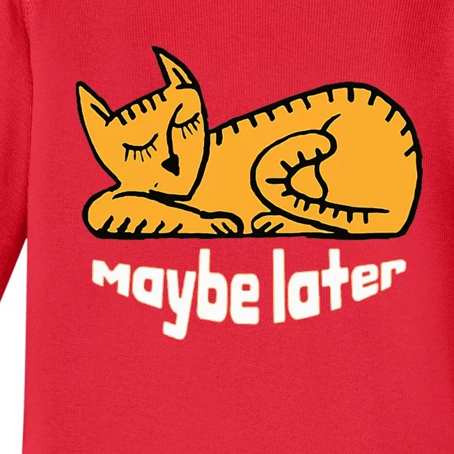 Maybe Later Procrastination Cat Graphic Baby Long Sleeve Bodysuit