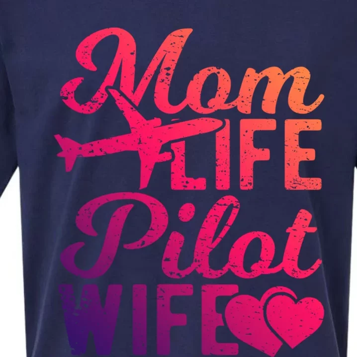 Mom Life Pilot Wife Gift Planes Aviation Airplane Pilot Funny Gift Sueded Cloud Jersey T-Shirt