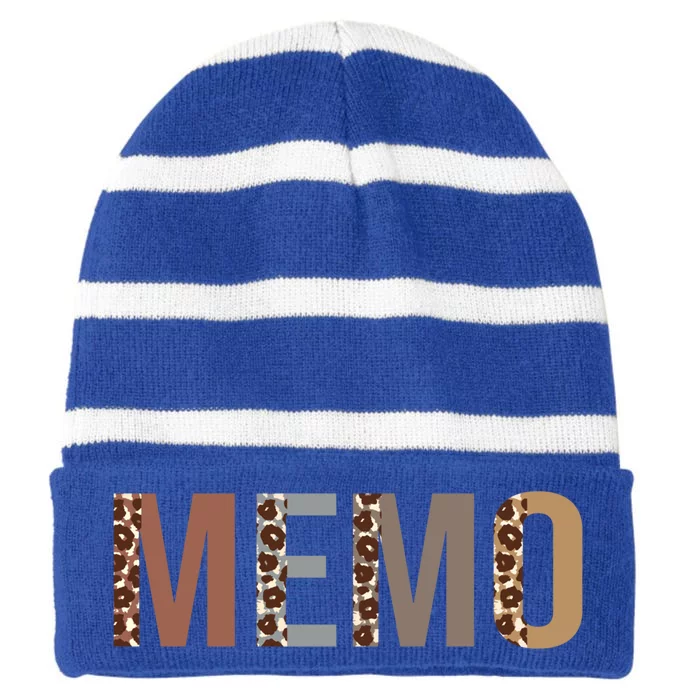 Memo Leopard Print Mom Cute Mothers Day Funny Grandma Gift Striped Beanie with Solid Band