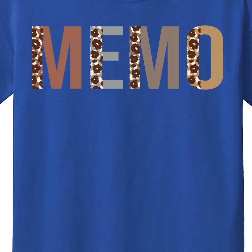 Memo Leopard Print Mom Cute Mothers Day Funny Grandma Gift Kids T-Shirt