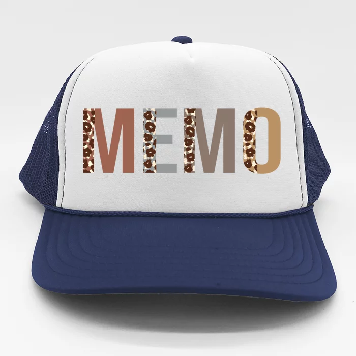 Memo Leopard Print Mom Cute Mothers Day Funny Grandma Gift Trucker Hat