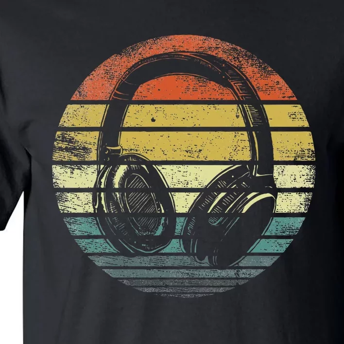 Music Lover Producer Dj Gifts Funny Retro Headphones Tall T-Shirt