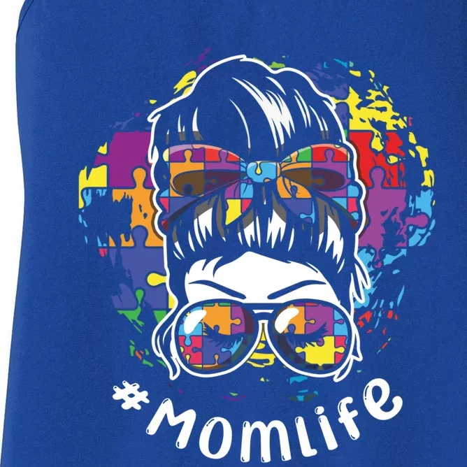 Mommy Life Proud Mama Mom Puzzle April Blue Autism Awareness Great Gift Women's Racerback Tank