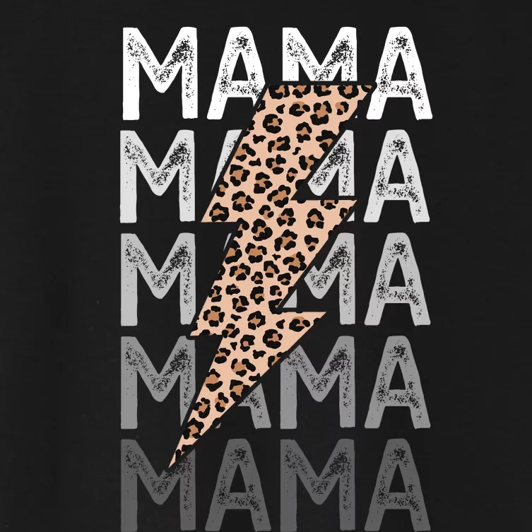 Mama Leopard Print New Mom Baby Shower Women's Crop Top Tee