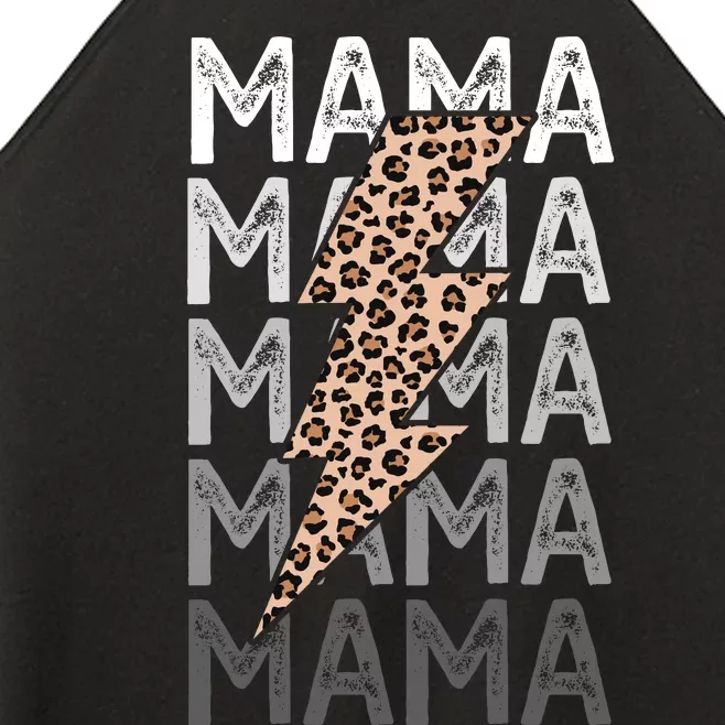 Mama Leopard Print New Mom Baby Shower Women’s Perfect Tri Rocker Tank