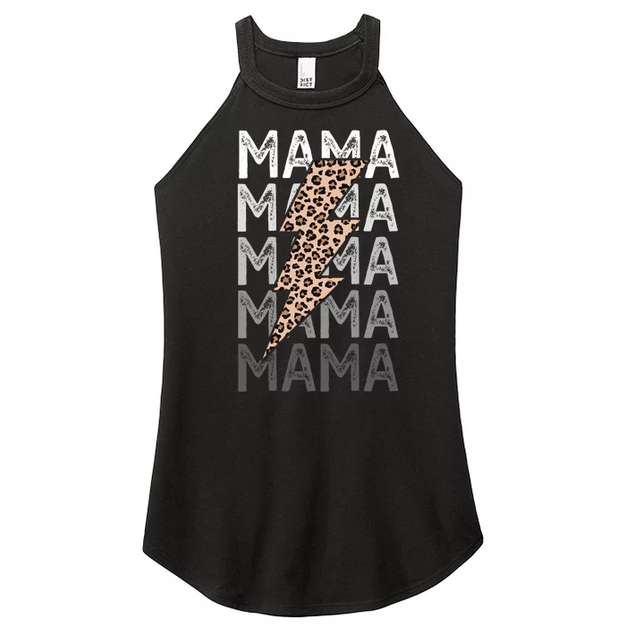 Mama Leopard Print New Mom Baby Shower Women’s Perfect Tri Rocker Tank