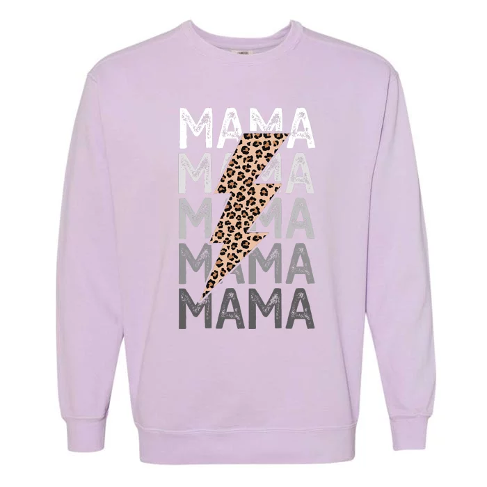 Mama Leopard Print New Mom Baby Shower Garment-Dyed Sweatshirt