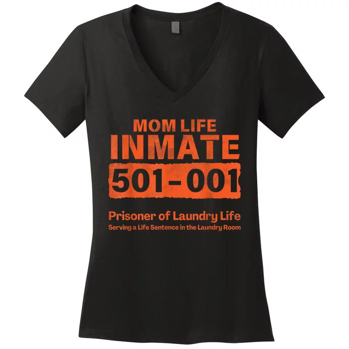 Mom Life Prisoner Inmate Funny Jail Halloween Costume Women's V-Neck T-Shirt