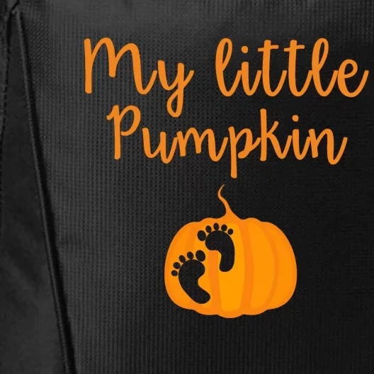 My Little Pumpkin Pregnancy Bump Baby Shower Halloween Tee City Backpack